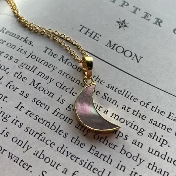 Mother of Pearl Crescent Moon Necklace - Picture 12 of 13